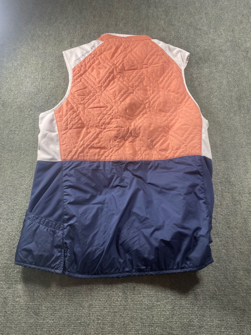 Peter Millar Peach, Navy & White Quilted Vest — Colorblock Style - Picture 11 of 13